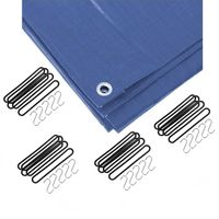Afdekzeil / dekzeil blauw 4 x 6 meter met 20x spanrubbers en S-haken - Afdekzeilen - thumbnail