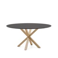 Kave Home Ronde Eettafel 'Argo' Glas en houtlook, 150cm, kleur Zwart