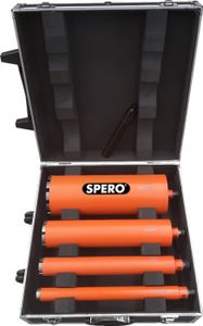 Spero 5 delige R1/2" Dunwandige diamantboren set - 4 boren in rolkoffer Ø 35, 51, 81, 131mm   - SPDCS131