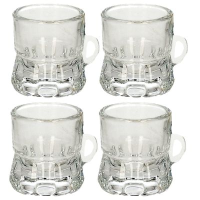Set van 8x stuks shotglas vorm bierpul glaasje/glas met handvat van 2cl