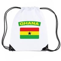 Ghana thema sporttas - nylon rijgkoord rugzak - wit met vlag print - supporters