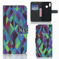 Huawei P Smart 2019 Book Case Abstract Green Blue - thumbnail