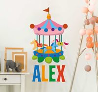 Gepersonaliseerd baby carrousel Muursticker - thumbnail