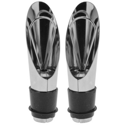 Wijnfles schenktuit/afsluitdop - 2x stuks - RVS