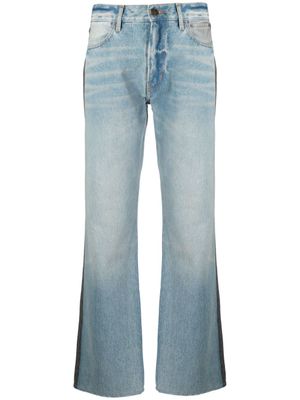 Gauchère jean droit à design bicolore - Bleu