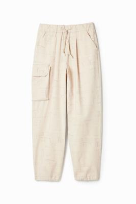 Bedrukte cargobroek - BROWN - 38