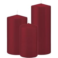 Stompkaarsen set van 6x stuks bordeaux rood 12-15-20 cm - thumbnail