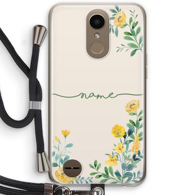Gele bloemen: LG K10 (2017) Transparant Hoesje met koord