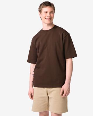 HEMA Heren T-shirt Job oversized fit donkerbruin (donkerbruin)