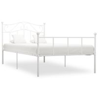 Bedframe metaal wit 100x200 cm met rechte vormen - thumbnail