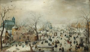 Winterlandschap met schaatsers van Hendrick Avercamp