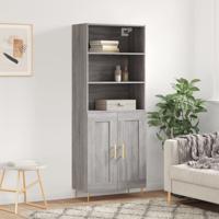 Hoge kast 69,5x34x180 cm bewerkt hout grijs sonoma eikenkleurig