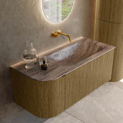 Badmeubel Mondiaz Kurve-Dlux | 105 cm | Meubelkleur Dusk | Wastafelkleur Oza | Solid surface | Wasbak rechter zijde spoelbak | Zonder kraangat(en)