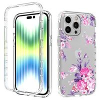 Sweet Armor Series iPhone 14 Pro Max Hybride Hoesje - Roze Bloemen