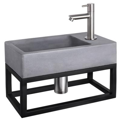 Differnz Force fonteinset beton donkergrijs - kraan recht - met handdoekrek - 40 x 22 x 9 cm - mat chroom