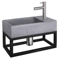 Differnz Force fonteinset beton donkergrijs - kraan recht - met handdoekrek - 40 x 22 x 9 cm - mat chroom