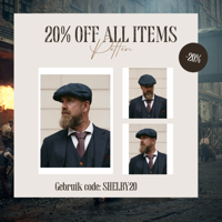 Arran Pet | Harris Tweed | 8-panelen | Blauw/zwart | Peaky Blinders