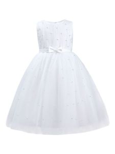 Tulleen robe en tulle à ornements de perles - Blanc