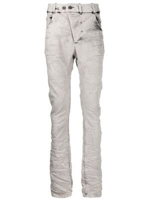 Boris Bidjan Saberi jean skinny à fronces - Gris