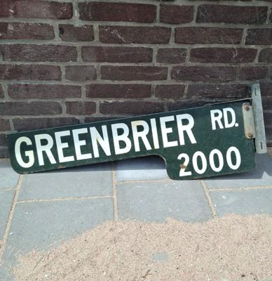 Greenbrier Road Emaille Straatnaambord - 85 x 24cm - Origineel