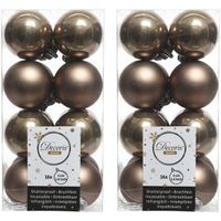 32x Kunststof kerstballen glanzend/mat kasjmier bruin 4 cm kerstboom versiering/decoratie   - - thumbnail