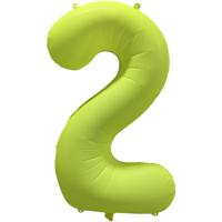 Folieballon Cijfer 2 Neon Geel (86cm)