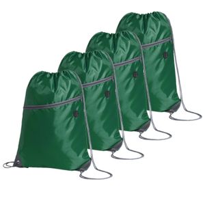 Sport gymtas/rugtas/draagtas - 4x - groen met rijgkoord 34 x 44 cm van polyester