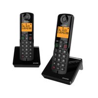 Alcatel S280 Duoset Dect Huistelefoon Zwart ook geschikt voor senioren - thumbnail