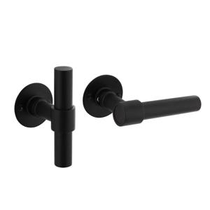 Intersteel Deurklink L/TKrucko met plat rozet 2mm zwart - 0023.167102