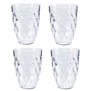 Leknes Drinkglazen/waterglazen met karaf 1.5 liter - kunststof - met 4 glazen 180 ml