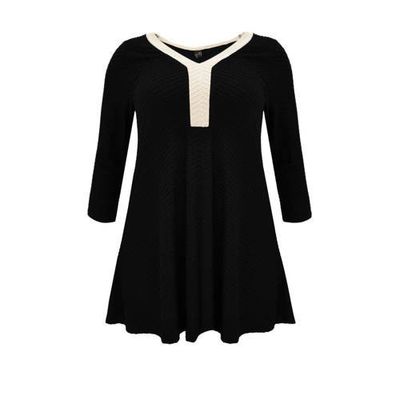 Yoek tuniek OBLIE met textuur zwart/ecru Yoek tuniek OBLIE met textuur zwart/ecru