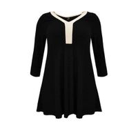 Yoek tuniek OBLIE met textuur zwart/ecru - thumbnail