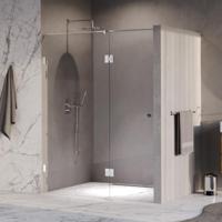 Brauer Void - Carving Nisdeur - 2-Delig - Helder Glas - 160 x 200 cm - Omkeerbaar - met Draaideur 70 cm - Aan Glas - incl. Glascoating - Chroom