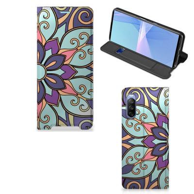Sony Xperia 10 III Smart Cover Purple Flower