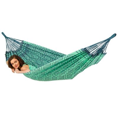Eenpersoons hangmat - 300x140cm - Groen - 120kg draagkracht- 100% katoen - binnen & buiten