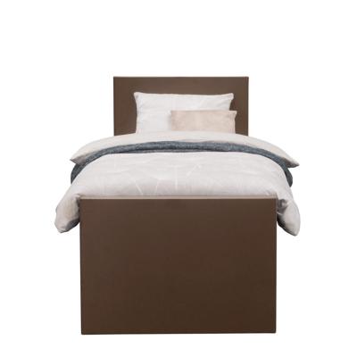 Leen Bakker - Boxspring Met Voetbord Liv Egaal - 90x200 Cm - Vierkante Poot - Stof/Velvet - Bruin