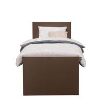 Leen Bakker - Boxspring Met Voetbord Liv Egaal - 90x200 Cm - Vierkante Poot - Stof/Velvet - Bruin