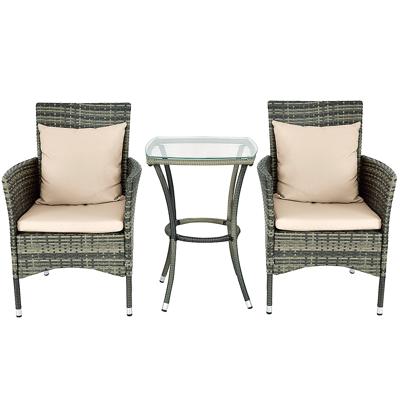 Balkonmeubel Rotan Tuinmeubelset Bistrotafel met 2 Stoelen Rotan Balkonmeubelset 2 Personen Incl. Kussens