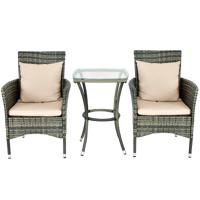 Balkonmeubel Rotan Tuinmeubelset Bistrotafel met 2 Stoelen Rotan Balkonmeubelset 2 Personen Incl. Kussens