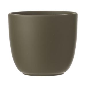 Bloempot - groen mat - H14 x D14,5 cm - keramiek - voor kamerplant - plantenpot