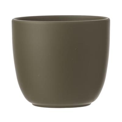 Bloempot - groen mat - H14 x D14,5 cm - keramiek - voor kamerplant - plantenpot