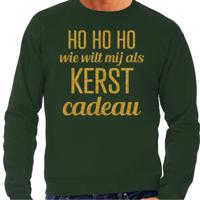 Foute kersttrui/sweater voor heren - Hohoho kerst cadeau - groen - glitter goud