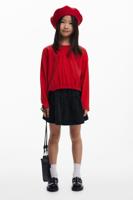 Effen T-shirt met strasslogo - RED - 13/14