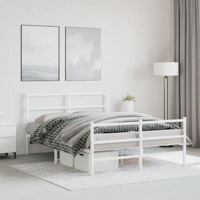 Bedframe met hoofd- en voeteneinde metaal wit 135x190 cm