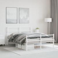 Bedframe met hoofd- en voeteneinde metaal wit 135x190 cm