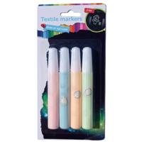 Textielstiften Glow in the dark - 4x stuks - knijpstiften - 4 kleuren - hobby/knutselen