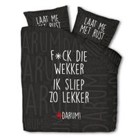 Dekbedovertrek #DARUM! F*ck Die Wekker! - Lits-Jumeaux (240x220 Cm) - Zwart Microvezel - Modern & Tekst & Romantisch - #DARUM! - Dekbed-Discounter.nl
