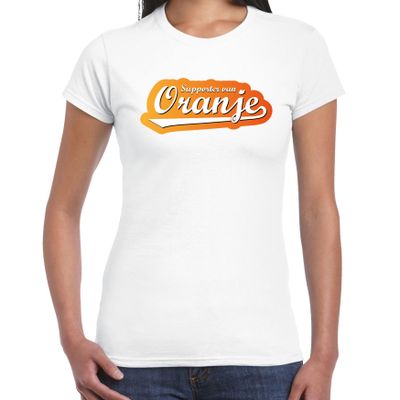 Wit t-shirt Holland / Nederland supporter van oranje EK/ WK voor dames