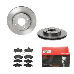 Remmenset, remschijf BREMBO, Remschijftype: Binnen geventileerd, Inbouwplaats: Vooras, u.a. für Mitsubishi, Proton