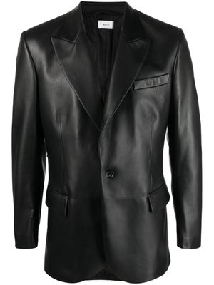 Bally blazer ajusté à simple boutonnage en cuir - Noir